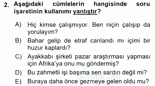 Türk Dili 2 2015 - 2016 Tek Ders Sınavı 2.Soru