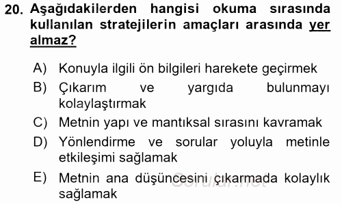 Türk Dili 2 2015 - 2016 Tek Ders Sınavı 20.Soru