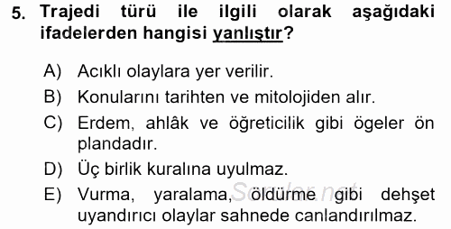Türk Dili 2 2015 - 2016 Tek Ders Sınavı 5.Soru