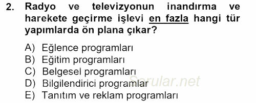 Radyo ve Televizyonda Program Yapımı 2012 - 2013 Ara Sınavı 2.Soru