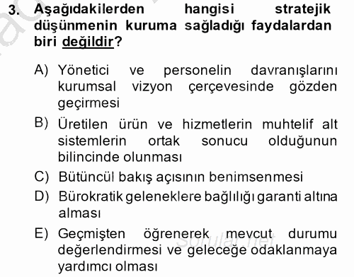 Yönetim Bilimi 2 2013 - 2014 Ara Sınavı 3.Soru
