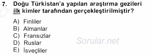 Uygur Türkçesi 2012 - 2013 Ara Sınavı 7.Soru