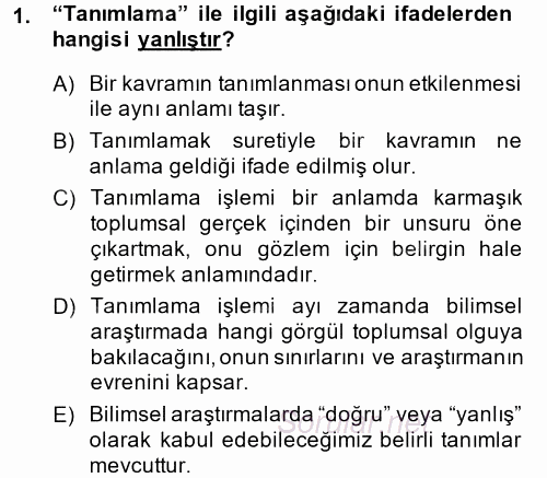 Uluslararası İlişkilerde Araştırma Yöntemleri 2013 - 2014 Dönem Sonu Sınavı 1.Soru