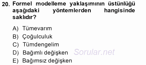 Uluslararası İlişkilerde Araştırma Yöntemleri 2013 - 2014 Dönem Sonu Sınavı 20.Soru