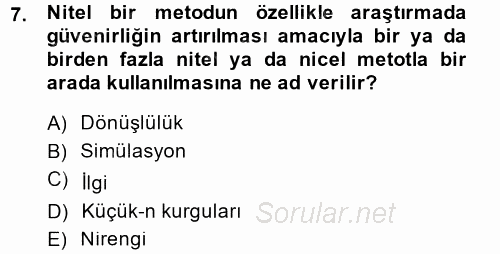 Uluslararası İlişkilerde Araştırma Yöntemleri 2013 - 2014 Dönem Sonu Sınavı 7.Soru