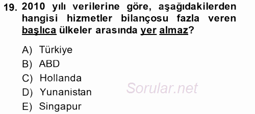 Hizmetler Ekonomisi 2013 - 2014 Tek Ders Sınavı 19.Soru