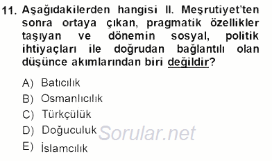 Yeni Türk Edebiyatına Giriş 1 2014 - 2015 Ara Sınavı 11.Soru