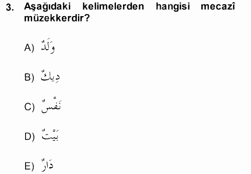 Arapça 1 2014 - 2015 Tek Ders Sınavı 3.Soru