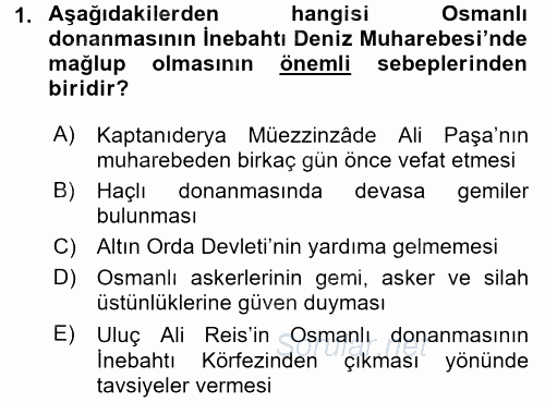 Osmanlı Tarihi (1566-1789) 2015 - 2016 Ara Sınavı 1.Soru
