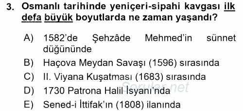 Osmanlı Tarihi (1566-1789) 2015 - 2016 Ara Sınavı 3.Soru