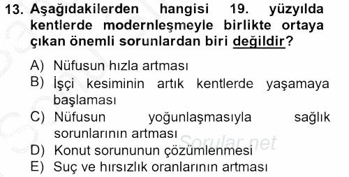 Kültür Tarihi 2012 - 2013 Dönem Sonu Sınavı 13.Soru