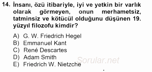 Kültür Tarihi 2012 - 2013 Dönem Sonu Sınavı 14.Soru