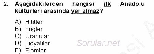 Kültür Tarihi 2012 - 2013 Dönem Sonu Sınavı 2.Soru