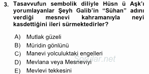 XVIII. Yüzyıl Türk Edebiyatı 2017 - 2018 3 Ders Sınavı 3.Soru