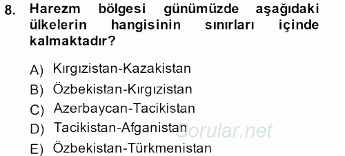 XI-XIII. Yüzyıllar Türk Dili 2013 - 2014 Tek Ders Sınavı 8.Soru