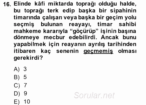 Osmanlı Merkez ve Taşra Teşkilatı 2014 - 2015 Ara Sınavı 16.Soru