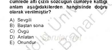 Eski Türk Edebiyatının Kaynaklarından Şair Tezkireleri 2012 - 2013 Dönem Sonu Sınavı 3.Soru