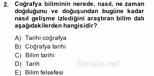 Tarihi Coğrafya 2014 - 2015 Ara Sınavı 2.Soru