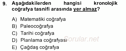 Tarihi Coğrafya 2014 - 2015 Ara Sınavı 9.Soru