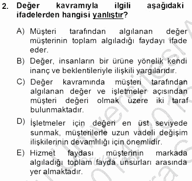 Pazarlama Yönetimi 2014 - 2015 Ara Sınavı 2.Soru
