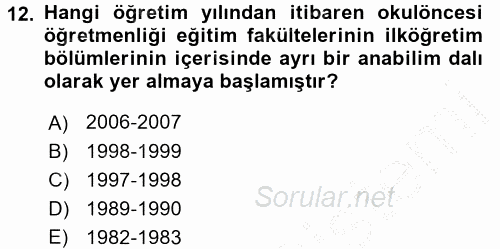 Türk Eğitim Tarihi 2016 - 2017 Ara Sınavı 12.Soru