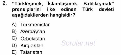 Çağdaş Türk Edebiyatları 1 2014 - 2015 Tek Ders Sınavı 2.Soru