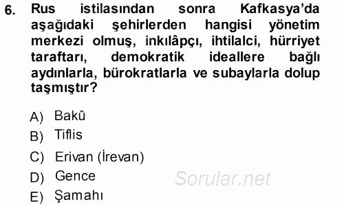 Çağdaş Türk Edebiyatları 1 2014 - 2015 Tek Ders Sınavı 6.Soru