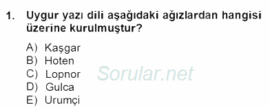 Çağdaş Türk Yazı Dilleri 2 2013 - 2014 Dönem Sonu Sınavı 1.Soru