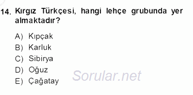 Çağdaş Türk Yazı Dilleri 2 2013 - 2014 Dönem Sonu Sınavı 14.Soru
