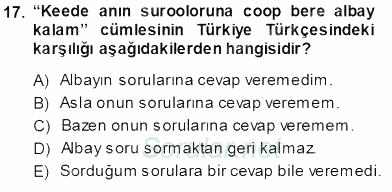 Çağdaş Türk Yazı Dilleri 2 2013 - 2014 Dönem Sonu Sınavı 17.Soru
