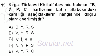 Çağdaş Türk Yazı Dilleri 2 2013 - 2014 Dönem Sonu Sınavı 19.Soru