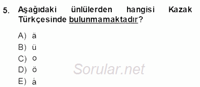 Çağdaş Türk Yazı Dilleri 2 2013 - 2014 Dönem Sonu Sınavı 5.Soru