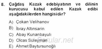 Çağdaş Türk Yazı Dilleri 2 2013 - 2014 Dönem Sonu Sınavı 8.Soru