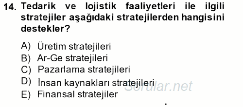 Stratejik Yönetim 2 2014 - 2015 Ara Sınavı 14.Soru