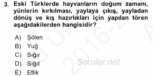 Halk Edebiyatına Giriş 2 2016 - 2017 Ara Sınavı 3.Soru