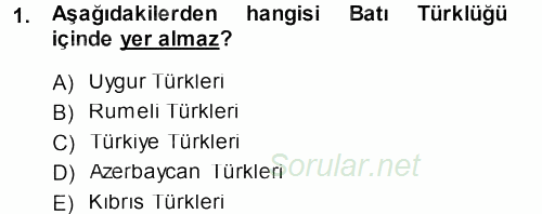 Çağdaş Türk Yazı Dilleri 1 2013 - 2014 Dönem Sonu Sınavı 1.Soru