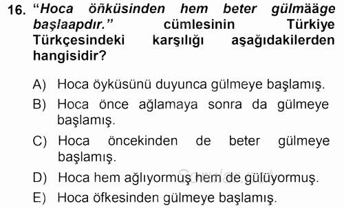 Çağdaş Türk Yazı Dilleri 1 2013 - 2014 Dönem Sonu Sınavı 16.Soru