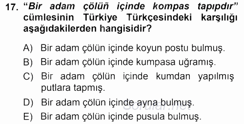 Çağdaş Türk Yazı Dilleri 1 2013 - 2014 Dönem Sonu Sınavı 17.Soru