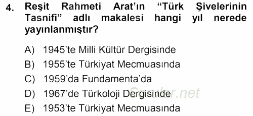 Çağdaş Türk Yazı Dilleri 1 2013 - 2014 Dönem Sonu Sınavı 4.Soru