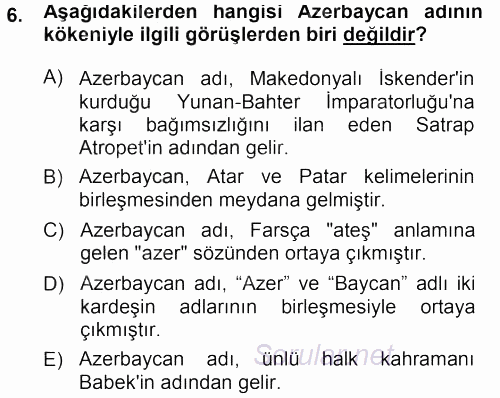 Çağdaş Türk Yazı Dilleri 1 2013 - 2014 Dönem Sonu Sınavı 6.Soru