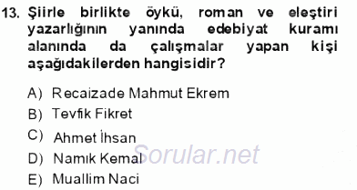 Tanzimat Dönemi Türk Edebiyatı 1 2013 - 2014 Dönem Sonu Sınavı 13.Soru