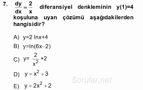 Matematik 2 2013 - 2014 Ara Sınavı 7.Soru