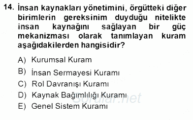 Türk Eğitim Sistemi Ve Okul Yönetimi 2014 - 2015 Dönem Sonu Sınavı 14.Soru