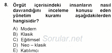 Türk Eğitim Sistemi Ve Okul Yönetimi 2014 - 2015 Dönem Sonu Sınavı 8.Soru