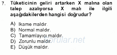 İktisada Giriş 1 2013 - 2014 Ara Sınavı 7.Soru