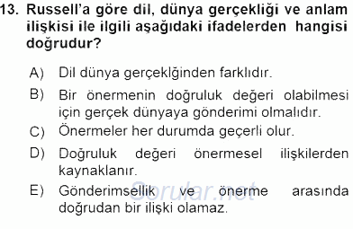 Genel Dilbilim 2 2015 - 2016 Ara Sınavı 13.Soru