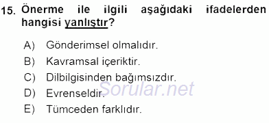 Genel Dilbilim 2 2015 - 2016 Ara Sınavı 15.Soru