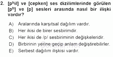 Genel Dilbilim 2 2015 - 2016 Ara Sınavı 2.Soru