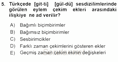 Genel Dilbilim 2 2015 - 2016 Ara Sınavı 5.Soru