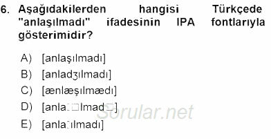 Genel Dilbilim 2 2015 - 2016 Ara Sınavı 6.Soru